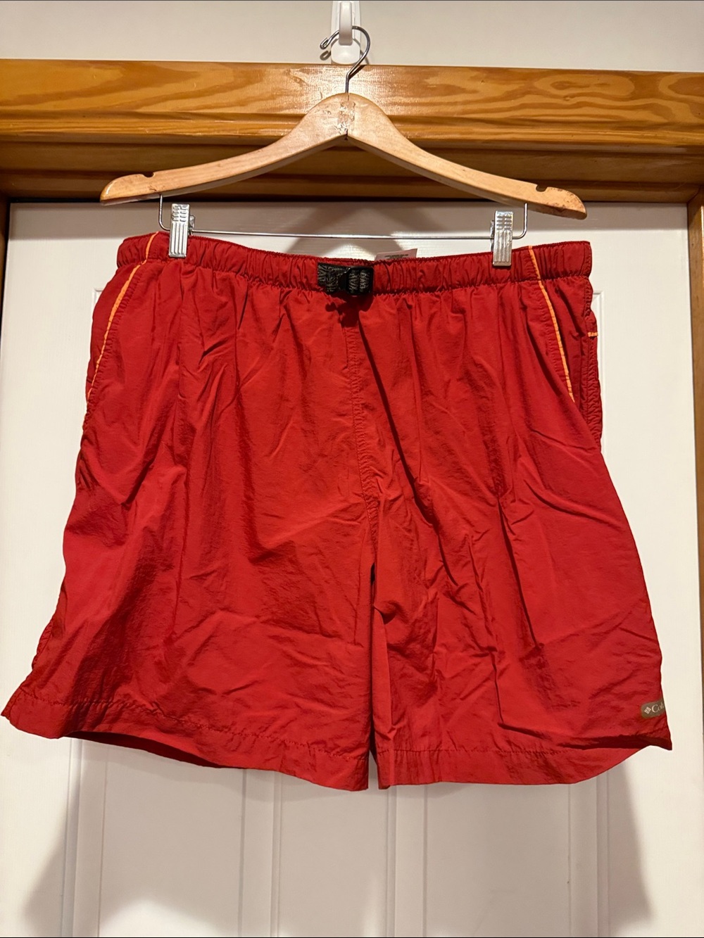 Columbia Red Athletic Shorts with Orange Trim